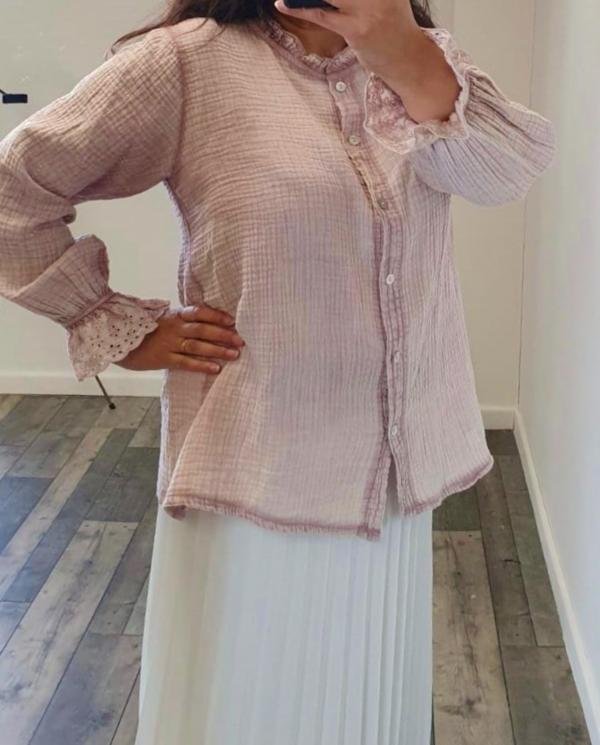 Broderie Frill Trim Blouse - Terminal 1 Clothing
