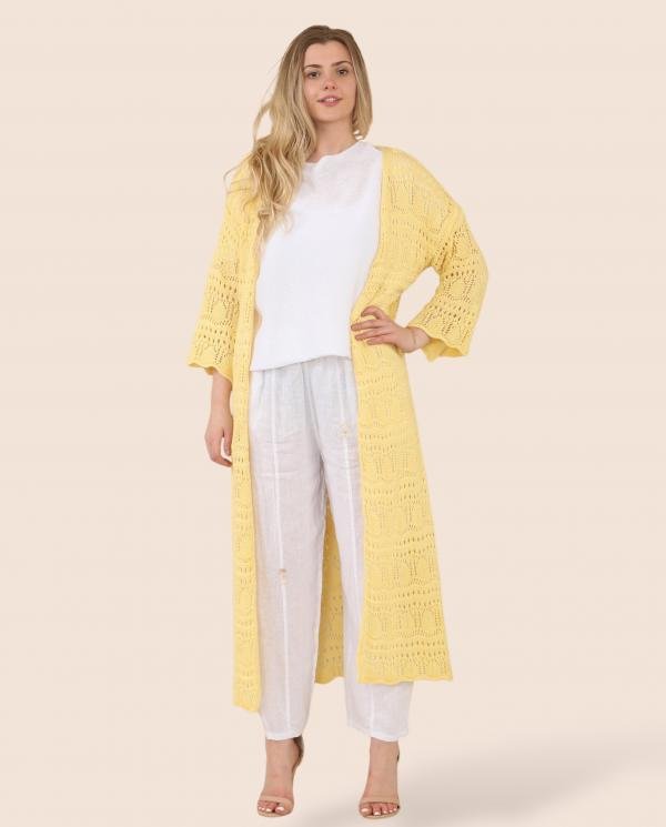 Crotchet Knit Maxi Cardigan (Natural Fibres) - Terminal 1 Clothing