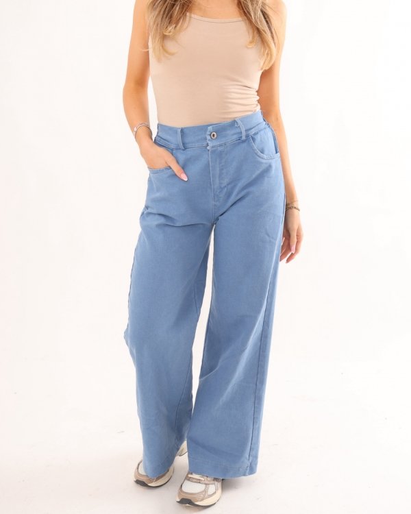 Denim Wash Wide Leg Cotton Trouser - Terminal 1 Clothing