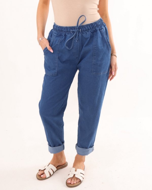 Exaggerated Pocket Denim Wash Skinny Trousers - Terminal 1 Clothing