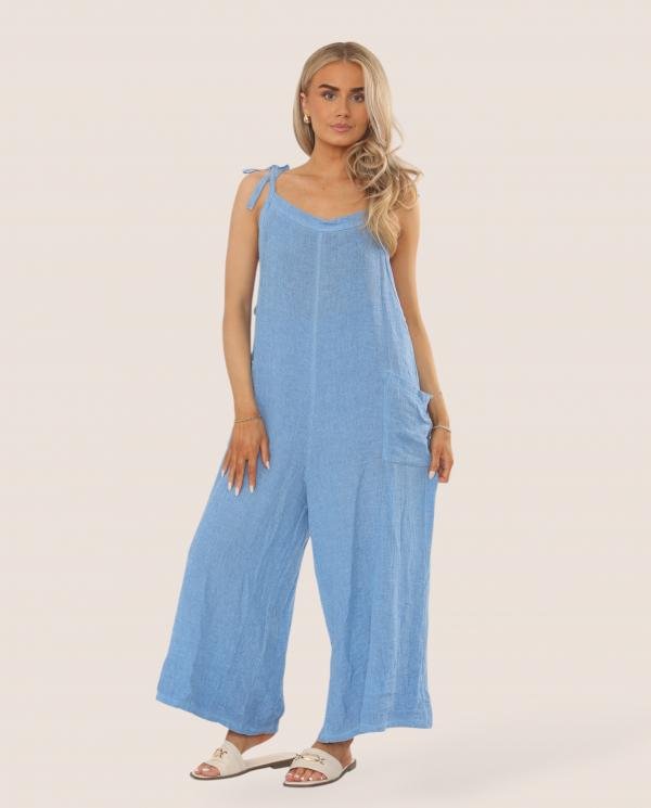 Gauze Tie Strap Dungarees - Terminal 1 Clothing
