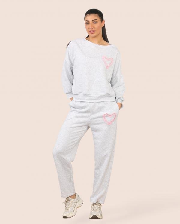 Heart Detail Slash Neck Sweatshirt - Terminal 1 Clothing