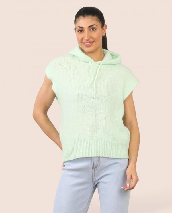 Hooded Drawstring Mohair Tank Top (Natural Fibres) - Terminal 1 Clothing