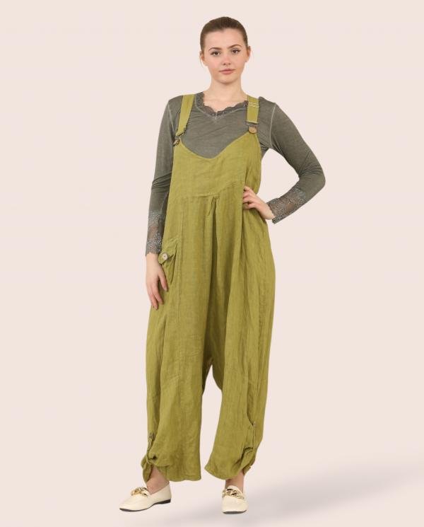 Italian Style Linen Dungarees - Terminal 1 Clothing