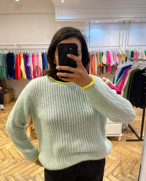 Long Sleeve Contrast Trim Mohair Jumper - Terminal 1 Clothing