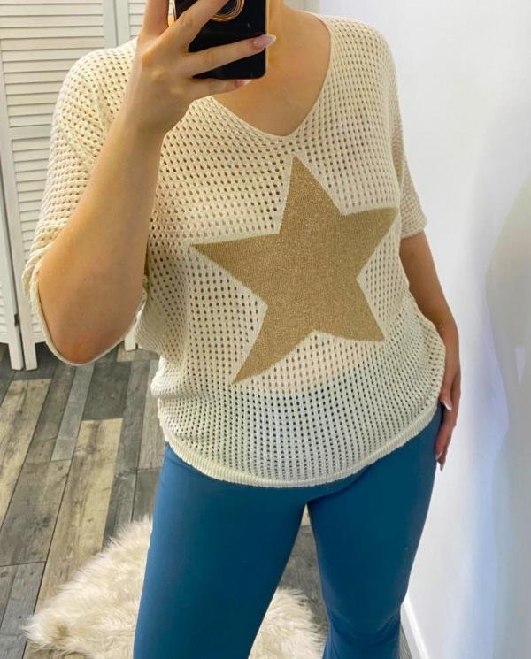 Lurex Star Open Knit Top - Terminal 1 Clothing