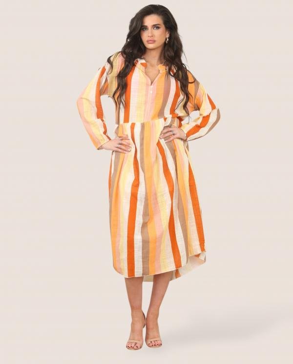 Multi Stripe Cotton Smock Dress - Terminal 1 Clothing