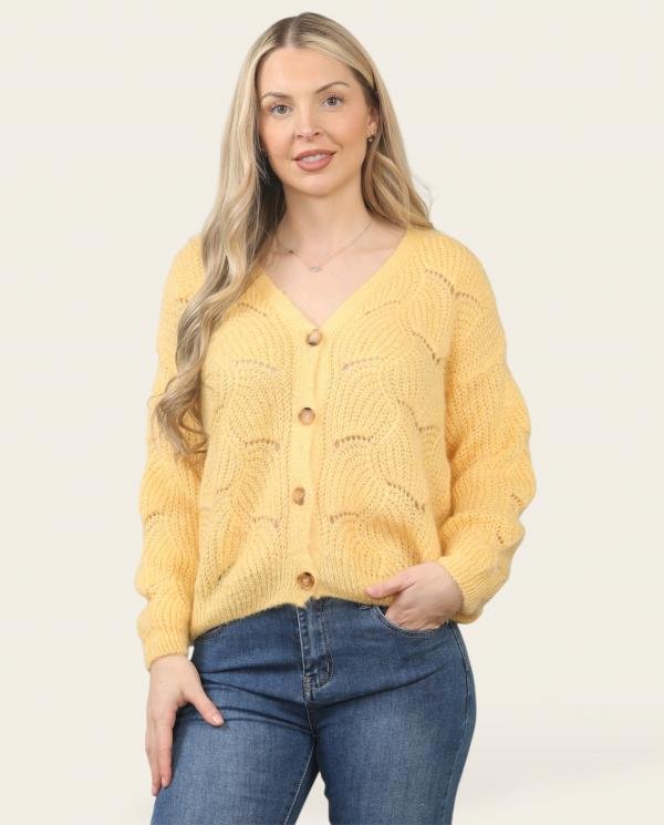 Pointelle Mohair Mix Cardigan - Terminal 1 Clothing