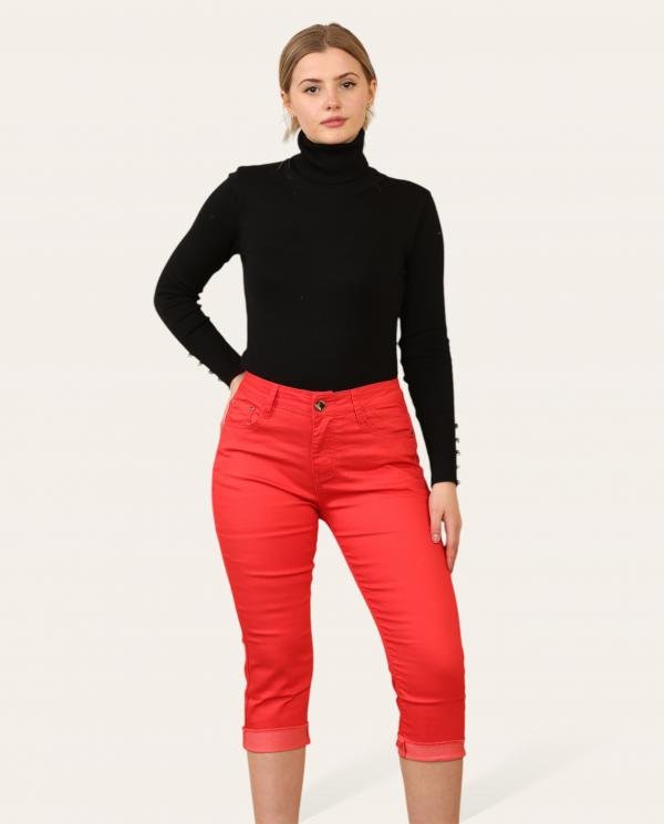 Red Coloured 3/4 Skinny Jeans - Terminal 1 Clothing