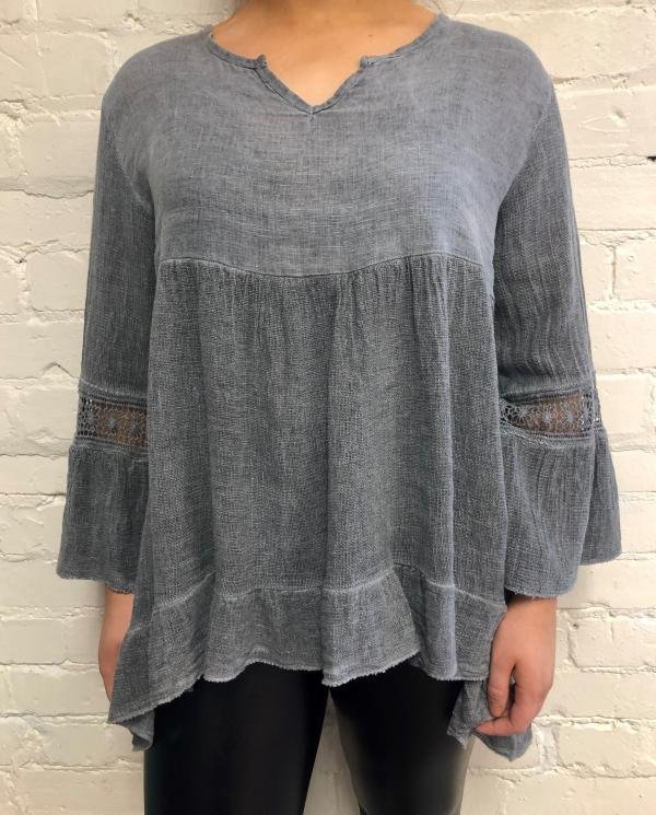 Ruffle Contrast Smock Top - Terminal 1 Clothing
