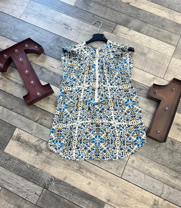 STELLA MORGAN Floral Pattern Zip Front Top - Terminal 1 Clothing