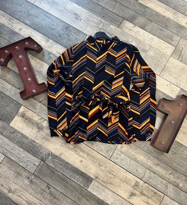 STELLA MORGAN Printed Tie Waist Blouse - Terminal 1 Clothing