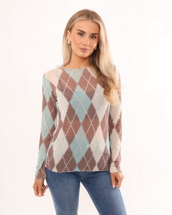 Super Soft Argyle Cashmere Layering Top - Terminal 1 Clothing