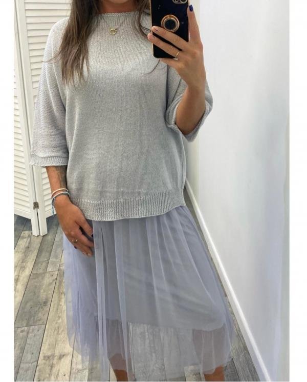 Tulle Hem Dress & Fine Knit Top Two Piece - Terminal 1 Clothing
