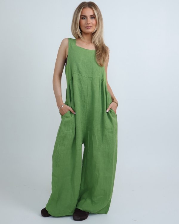 Zip Back Linen Jumpsuit - Terminal 1 Clothing